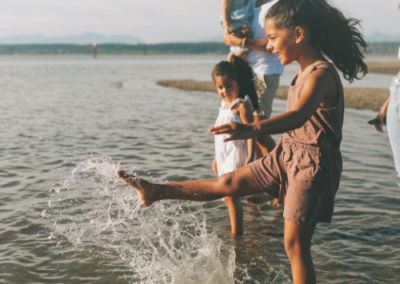 Family in water