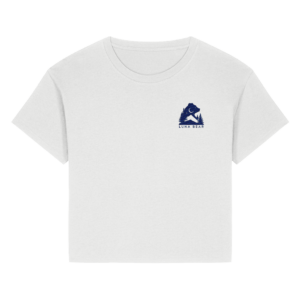 Luna Bear Coastal Tee – White & Midnight Tide